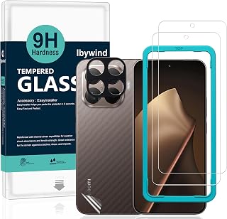 Ibywind Compatible with Xiaomi 15T Pro 5G Glass Film, 2 Protective Film with Guide Frame, Lens Cover (1 piece), Back Sheet (1 piece), Scratch Resistant, Shock Resistant, 9H Tempered Glass Film, Smooth Touch, Bubble Free, Fingerprint Authentication, Super Easy to Install