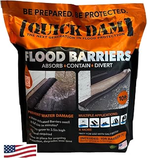 Quick Dam Water Activated 10ft Flood Barrier, Pack of 1 | Flood Water Management: Use to control, contain and divert flood water away from your property
