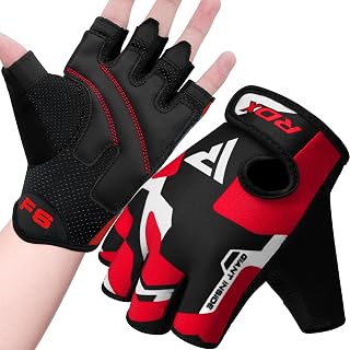RDX Weight Lifting Gloves Gym Fitness Workout, Anti Slip Padded Palm Protection Elasticated Strength Training Equipment, Men Women Adult & Kids Half Finger Exercise Calisthenics Cycling Climbing Grips