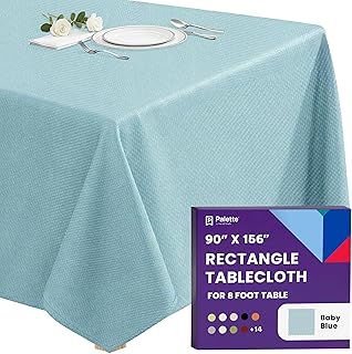 Gee Di Moda Rectangle Tablecloth - 90 x 156 Inch Baby Blue Table Cloth for 8 Foot Tables with Floor-Length Drop - Heavy Duty Washable Fabric for Holiday Party, Dinner, Weddings & Baby Shower