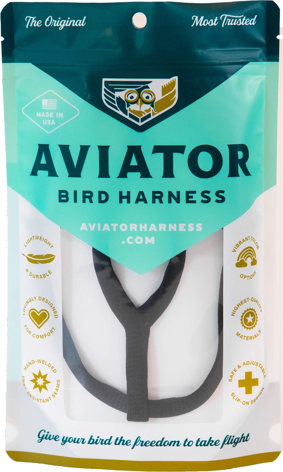 The AVIATOR Pet Bird Harness and Leash: X-Small Black