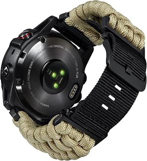 BINLUN Compatible with Garmin Strap 20 mm 22 mm 26 mm, Braided Nylon Paracord Straps Suitable for Quickfit Sport Replacement Strap for Forerunner/for Instinct/for Fenix/for Descent Men