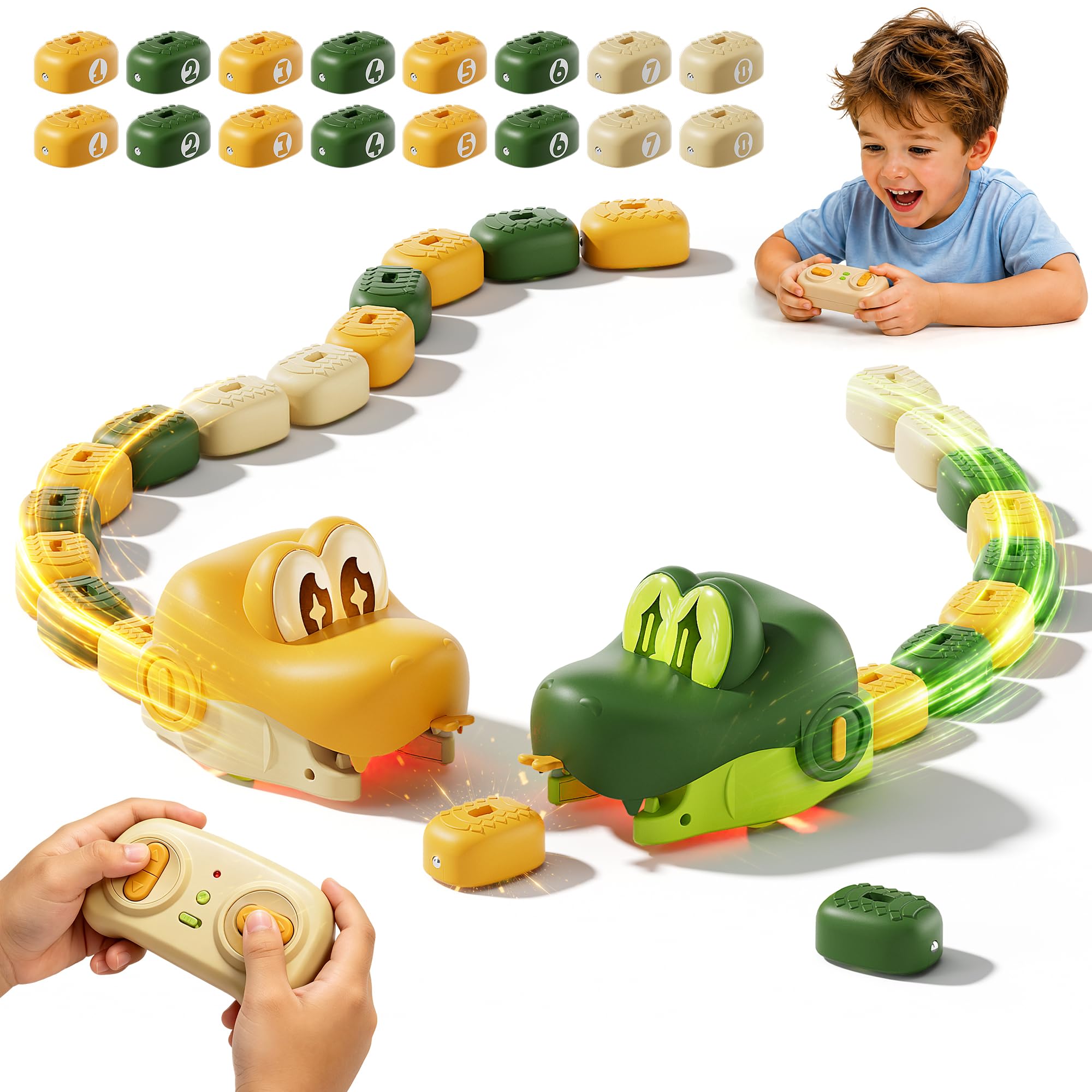 Remote Control Snake Toy for Kids, Magnetic Snake Game with Music, 2P | 2.4GHz R