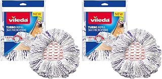 Vileda Turbo 3in1 mop refill | pack of 2| suitable for all Vileda spin mop systems | +40% more cleaning power** | for hard floor surfaces | removes over 99% of bacteria with just water*