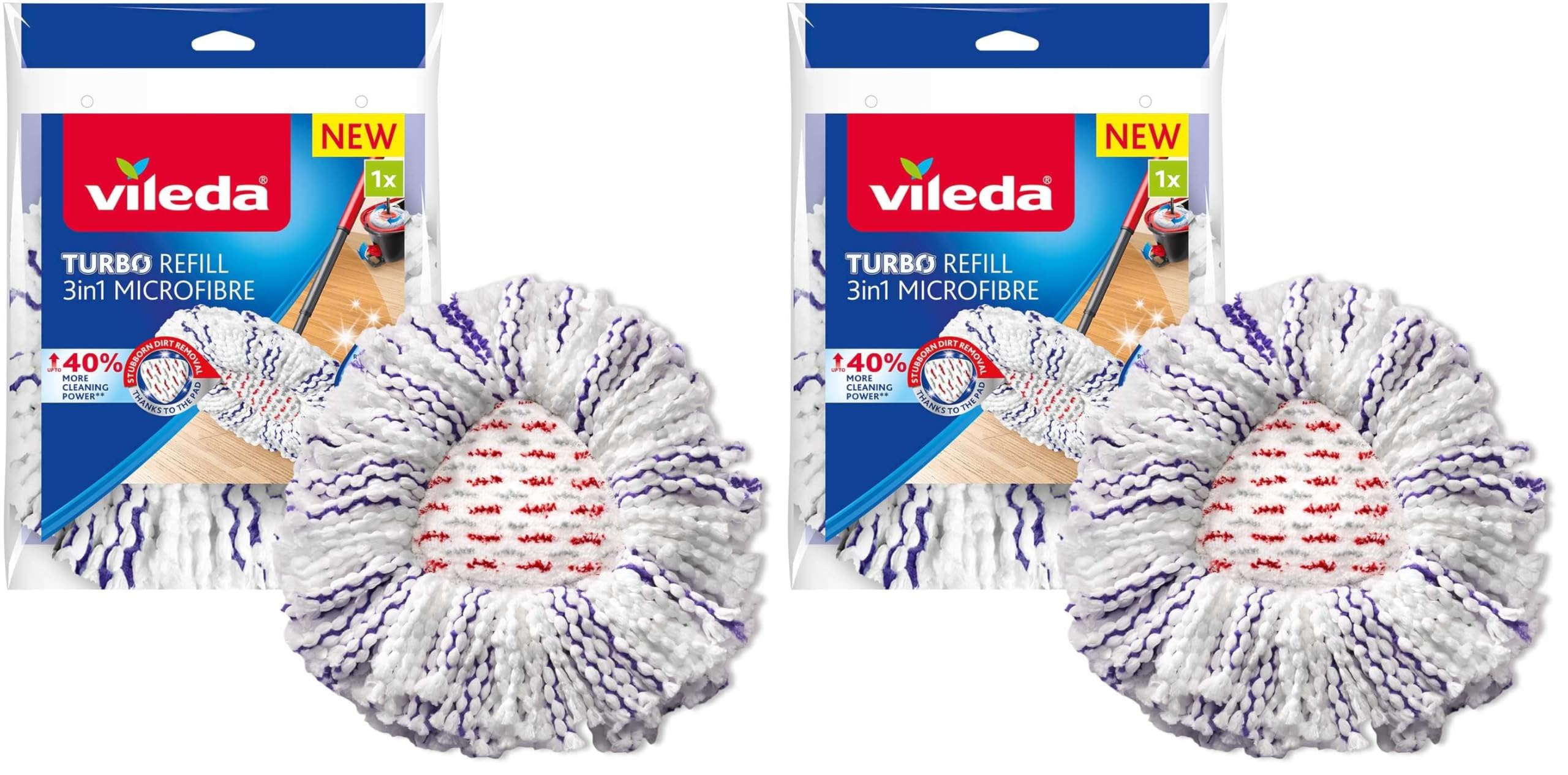 Vileda Turbo 3in1 mop refill | pack of 2| suitable for all Vileda spin mop syste