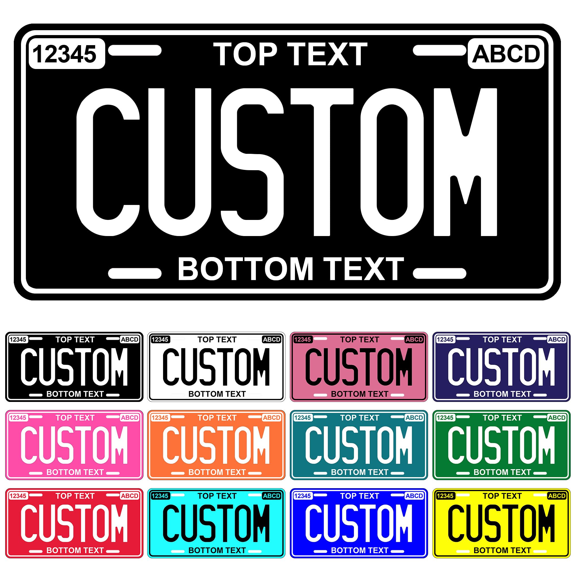 Metal Custom License Plate - 6x12 Inch - Personalized License Plate for Front of