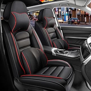 Full Set Car Seat Covers for Honda Accord 2006-2026, Waterproof Stain-Resistant Seat Cover, Premium Nappa Leather Seat Protectors with Storage Pockets(Luxury 5 Seats/Black&Red)