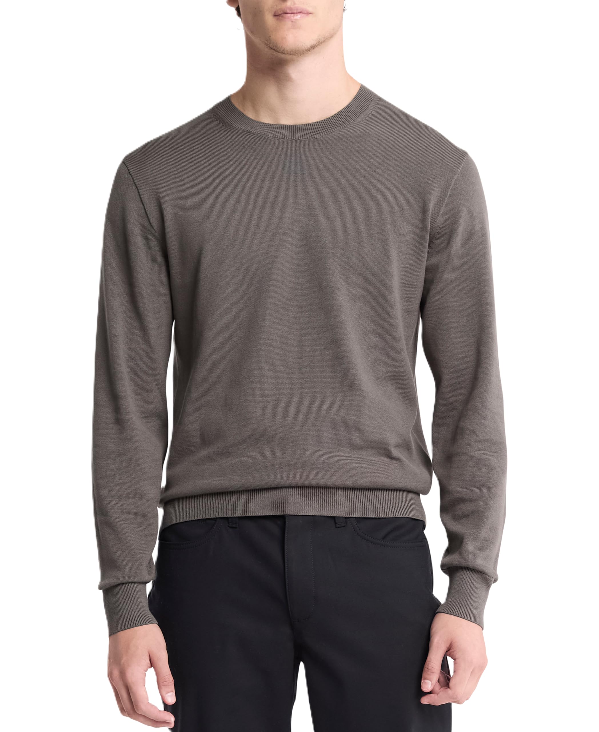 Calvin Klein Supima Cotton Solid Monogram Logo Sweater Men (Pack of 1)