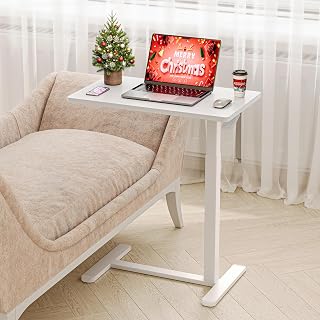 Dripex Adjustable Side Table with Wheels, Nursing Bed Table, Toilet Table with Wheels, Small Computer Table, Sofa Table, Laptop Table
