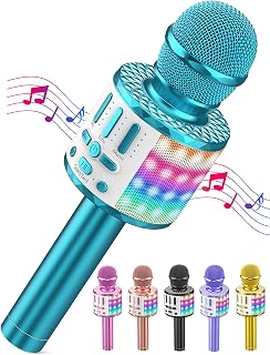 Wireless Microphone with Lights, Karaoke Bluetooth Microphone for Kids Adults, Portable Toy Karaoke Mic Speaker Machine, Home KTV Player Support Phone/Pad/TV for Party Singing, Boys Girls Best Gifts