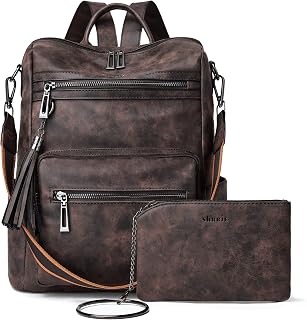 Shrrie Backpack Purse for Women Leather Backpack Fashion Designer Convertible Shoulder Bag