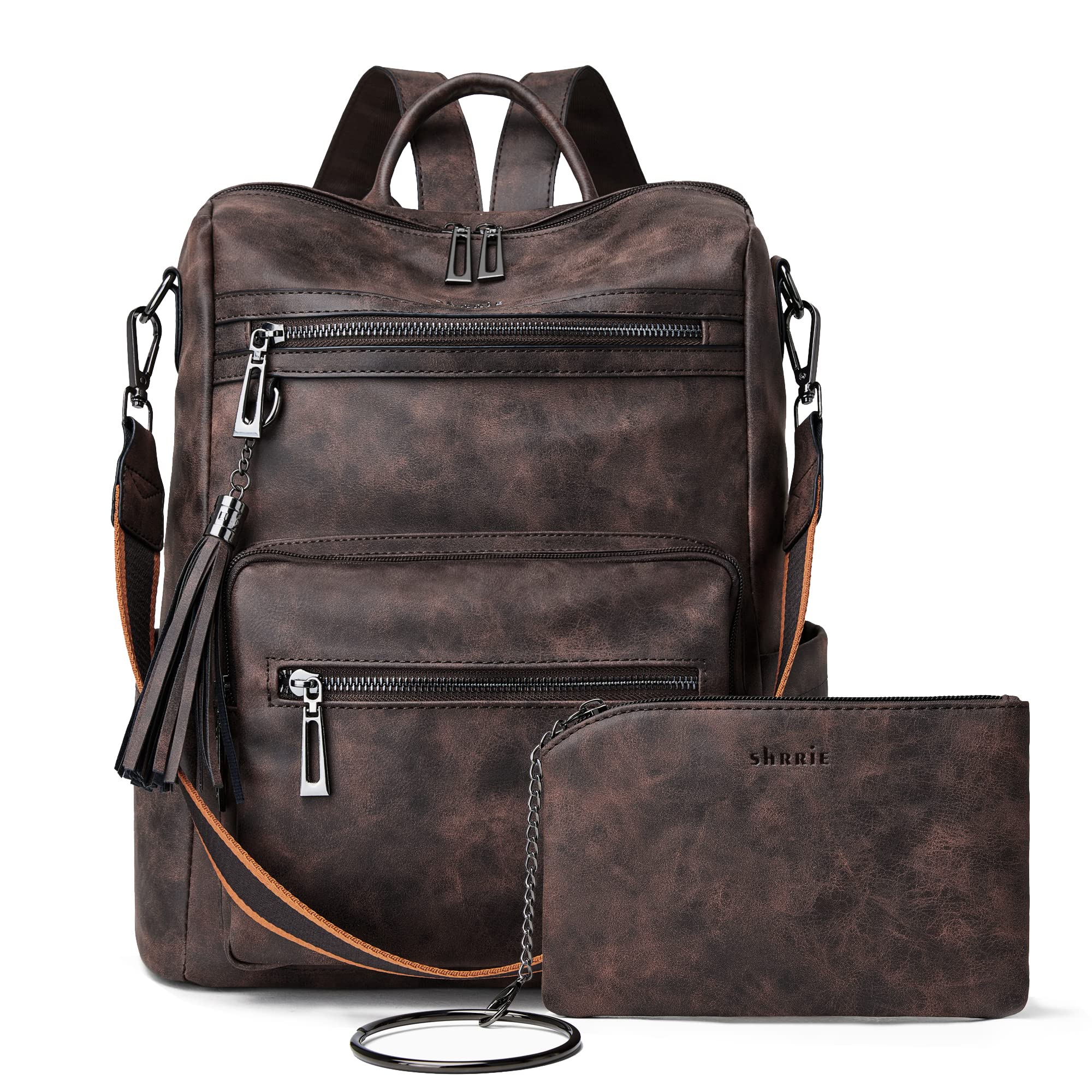 Shrrie Backpack Purse for Women Leather Backpack Fashion Designer Convertible Sh