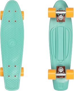 Retrospec Quip Mini Cruiser Skateboard 22.5" Classic Retro Plastic Cruiser Complete Skateboard with ABEC 7 Bearings and PU Wheels Compact Board w/Grippy, Molded Waffle Deck