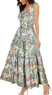 OSTOO Women's Summer 2025 Short Sleeve Boho Floral Print Multi-Layer Long Dress Flowy Casual