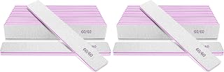 Professional Nail Files for Gel Nails- 60/60 Grit Nail Files for Acrylic Nails, Double Sided Washable Coarse Nail File Manicure Tool for Salon (Pack of 2)
