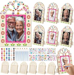 AceOrbit 12 Pcs Día De Los Muertos Coloring Picture Frame Crafts | 12 Acrylic Paints Strip12 Gem Sticker, Day of The Dead Ofrenda Altar Decorations for Mexican Tabletop Display Halloween Favor