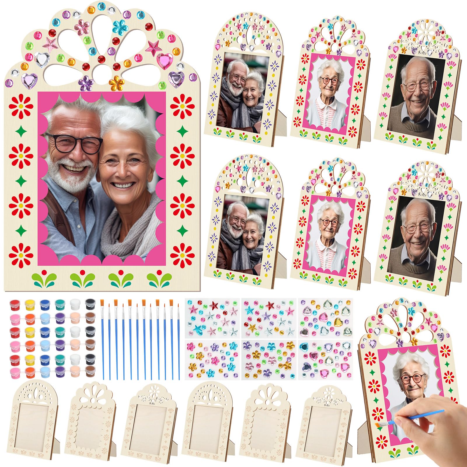 AceOrbit 12 Pcs Día De Los Muertos Coloring Picture Frame Crafts | 12 Acrylic Pa