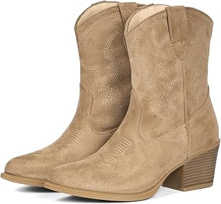 IXU Cowboy Boots for Women Ankle Cowgirl Wide Western Short Booties