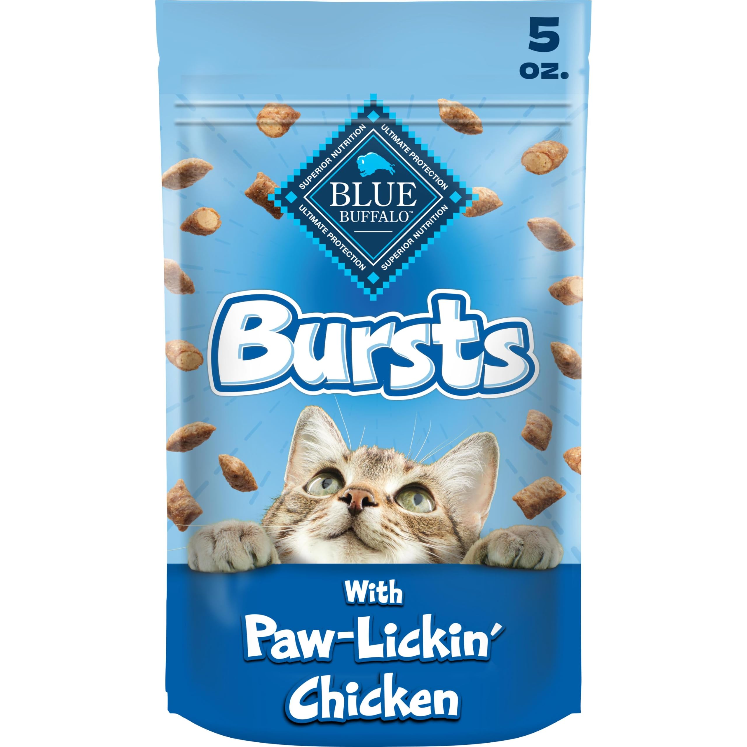 Blue Buffalo Bursts Chicken Crunchy & Creamy Cat Treats, 5 oz | Real Chicken Fir