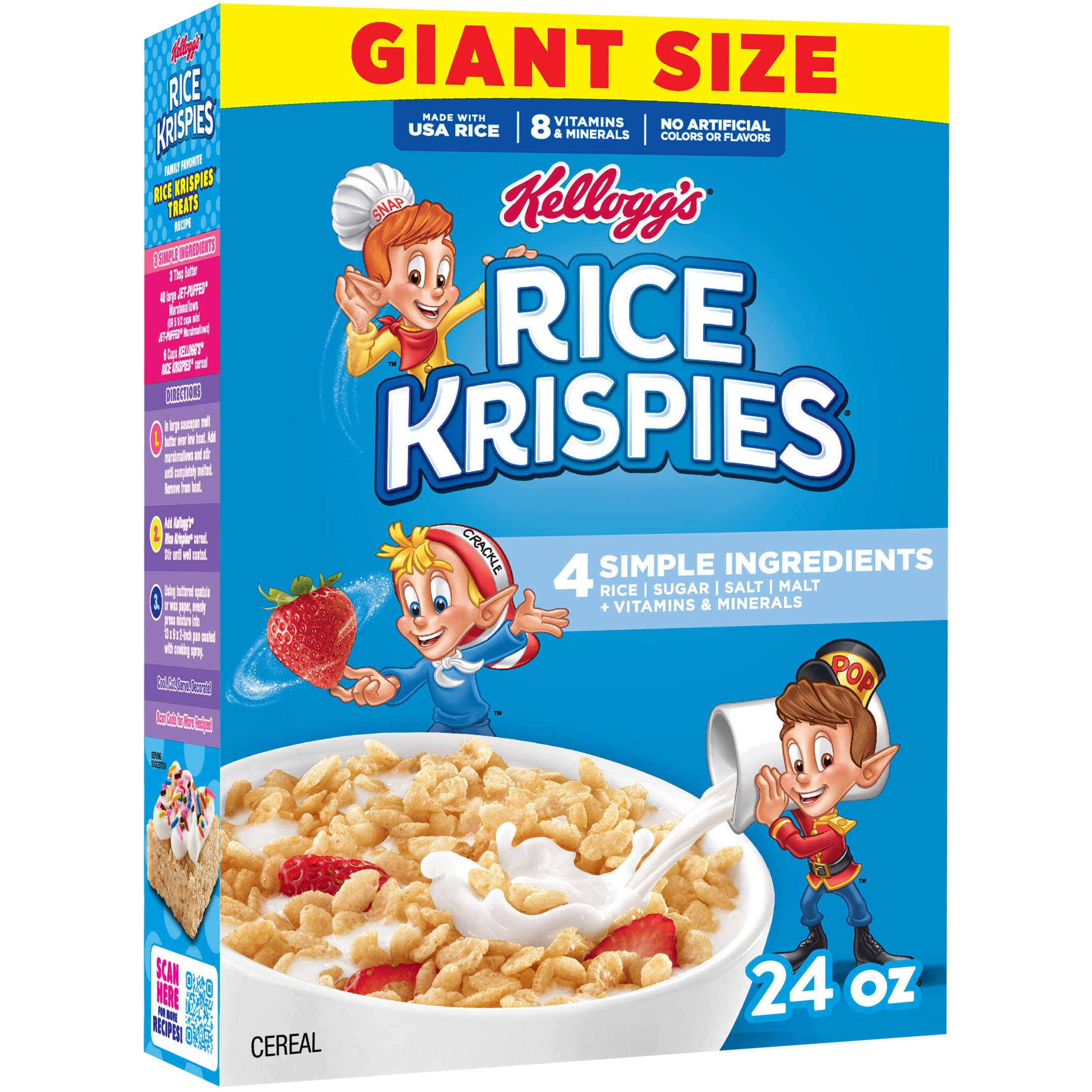 Kellogg's Rice Krispies Cold Breakfast Cereal, 8 Vitamins and Minerals, Rice Kri
