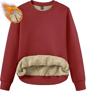 TACVASEN Women's Fleece Lined Sweatshirt Crewneck Winter Sherpa Pullover