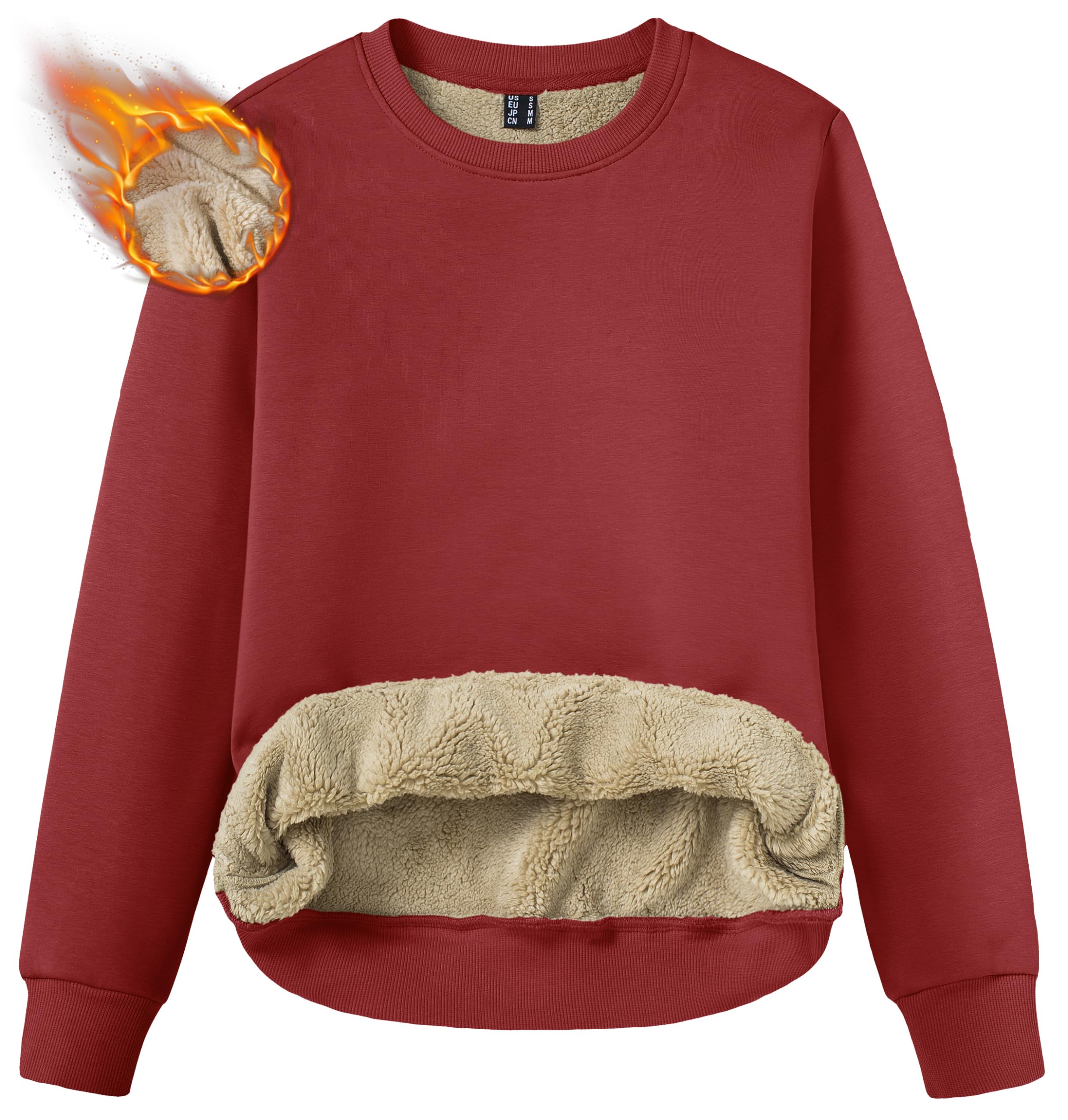TACVASEN Women's Fleece Lined Sweatshirt Crewneck Winter Sherpa Pullover