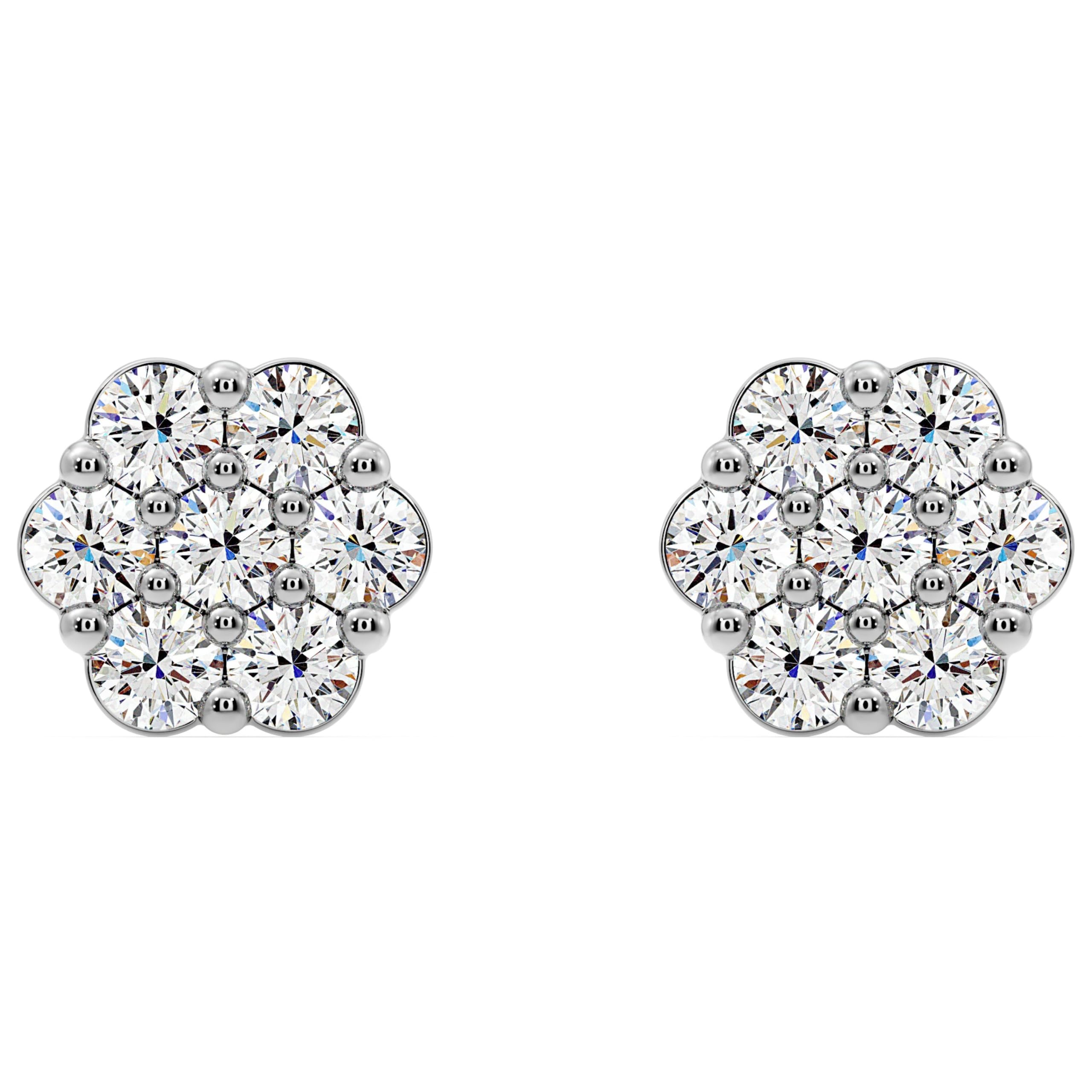 Gilded Lab-Grown Diamond 7 Stone Flower Earrings for Women in 925 Sterling Silve