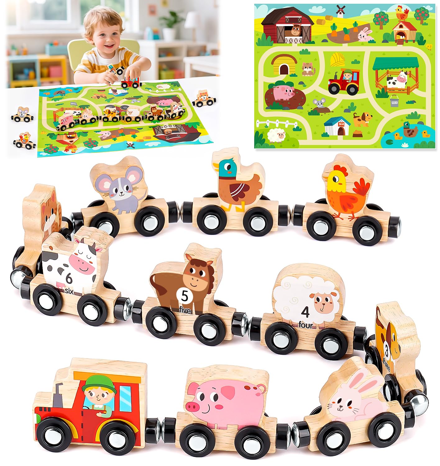 Toddler Toys for 1 2 3 Year Old Boys: Montessori Toys Magnetic Train Set | Monte