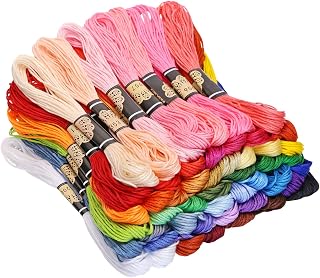 Mini Skater 50 Skeins Multi Color Embroidery Floss Soft Cotton Cross Stitch Threads Sewing Supplies for Art Crafts Projects Gift Bracelet Strings,50 Colors