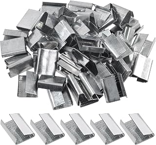 Rustark 100Pcs Strapping Open Seals Assortment Kit for 3/4” Strap Width Packaging Open Serrated Seals Metal Banding Clip Snap On Gripper Strap Clip Strapping Clamp for Securing Heavy Packaging