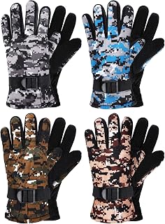 Hicarer 4 Pairs Winter Kids Waterproof Gloves Snow Gloves