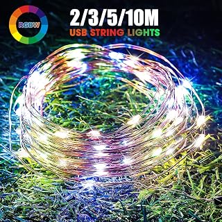 USB LED String Lights Fairy Lights Copper Wire Holiday Outdoor Lamp Garland Christmas Wedding Party Decoration 2/3/5/10M (Blue, 2M)