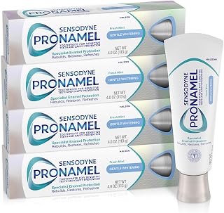 Sensodyne Pronamel Gentle Whitening Fresh Mint Toothpaste, 4 oz (4 Pack) | Amazon Exclusive, For Sensitive Teeth, to Reharden and Strengthen Enamel, Fresh Mint, Protection Against Cavities, SLS Free