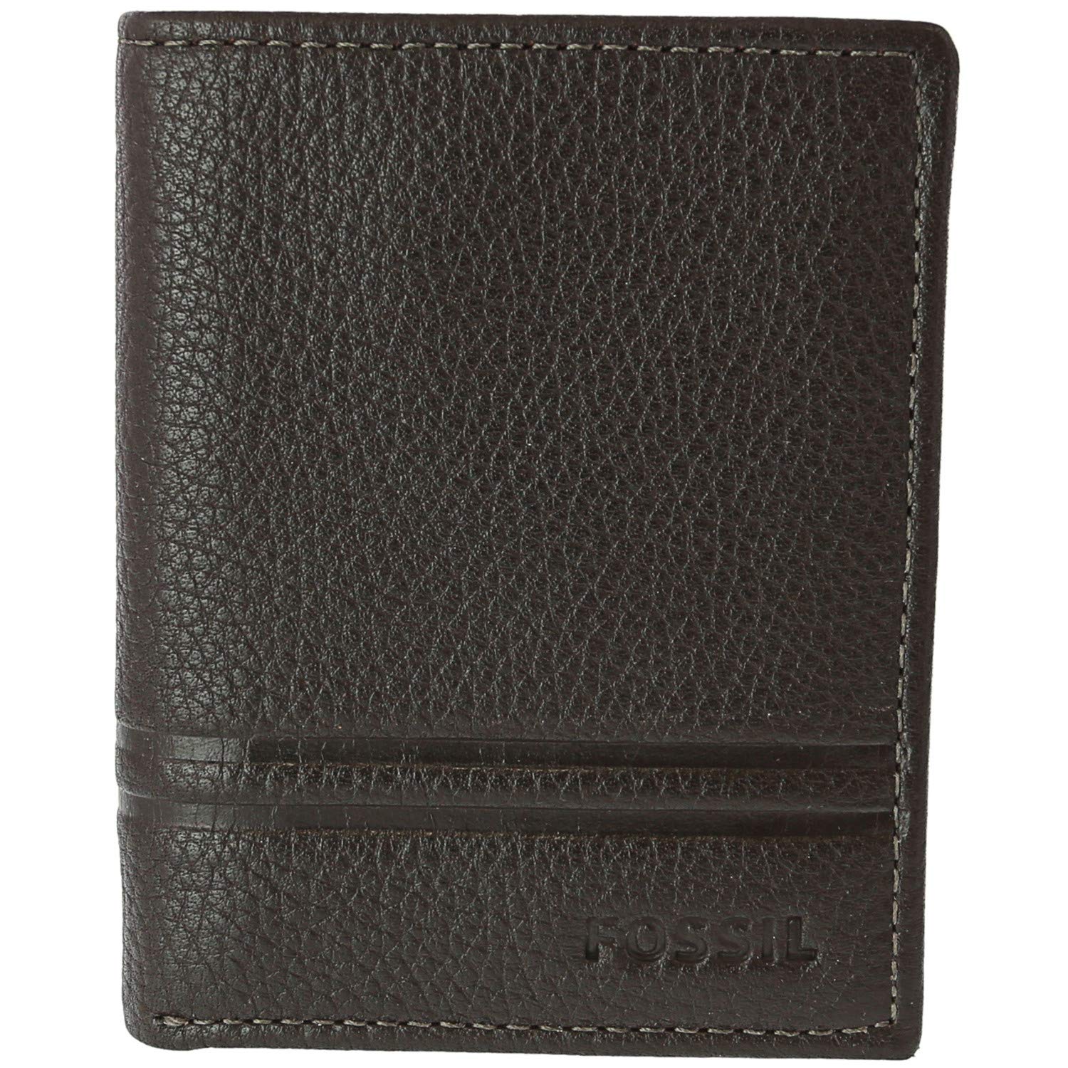 Fossil Men's Trifold Tri-Fold Wallet, Wilder Dark Brown, One Size