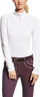 Ariat Tri Factor 1/4 Zip Camisa, Blanco/Blanco, XL para Mujer