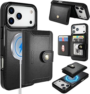 ONETOP for iPhone 18/17 Pro Max Detachable Magnetic Wallet Case,Black | for Magsafe 2 in 1 Case Wallet,12 Cards/Cash Holder,Wireless Charging,Kickstand RFID Blocking PU Leather Shockproof Cover