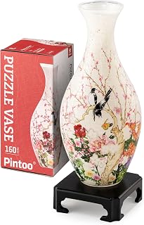 Pintoo Unique 3D Puzzle Vase for Adults - 160 Curved Plastic Pieces [S1035] | Flowers and Birds - Crafts for Adults, Housewarming Gift for Flower Arrangements and Home Décor