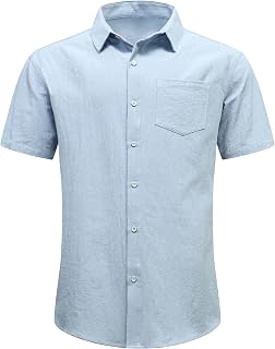 Men's Short Sleeve Shirt Casual Lightweight Button Down Shirt Vacation Beach Summer Tops with Pockets