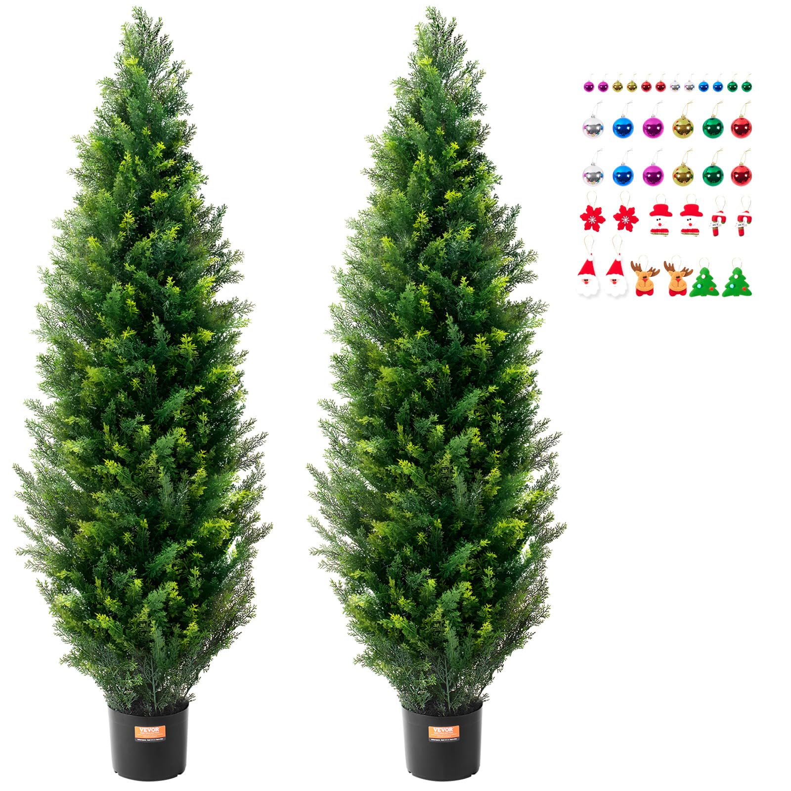 VEVOR Artificial Topiary Cedar Tree, 60 inch Tall (2 Pieces), with Extra Leaves 
