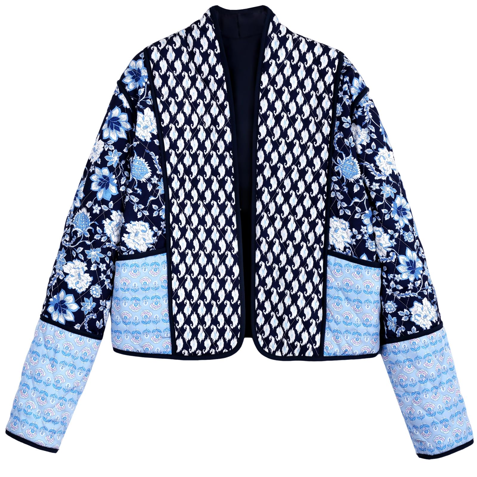 Yimoon Women's Quilted Jacket Lightweight Floral Print Cropped Puffer Coat Short