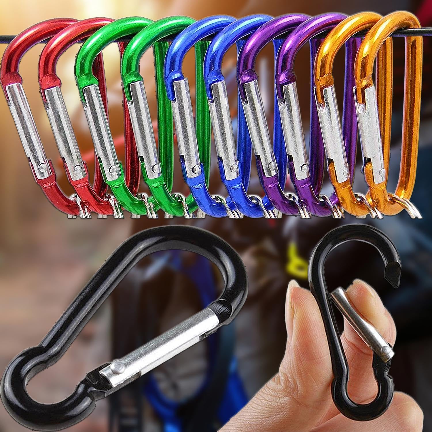 Small Aluminum Carabiner D Ring, Heavy Duty Spring Gate Carabiner Clip Hook for 