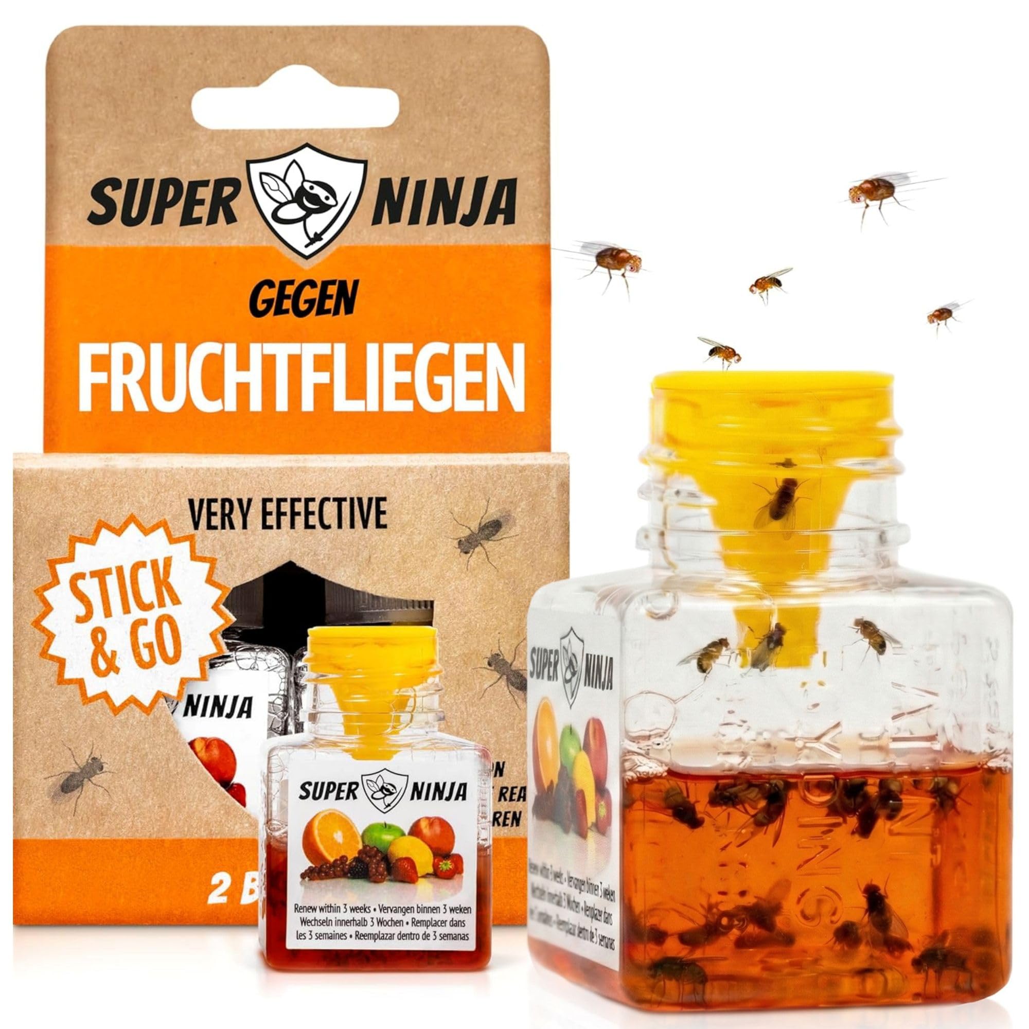 Super Ninja Fruit Fly Trap – Standard Pack – 2 Traps – Highly Effective Ecologic