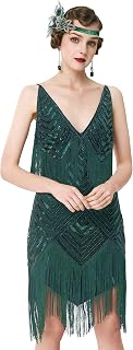 BABEYOND Ladies 1920s V Neck 1920s Style Gatsby Style Party Dress