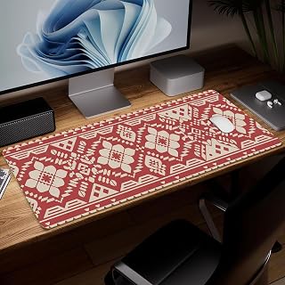 Bohemian Leather Desk Mat, Colorful Art Mouse Pad Large Computer Keyboard Mouse Pad, Waterproof Gaming Mouse Pad for Desktop, Protection and Cover