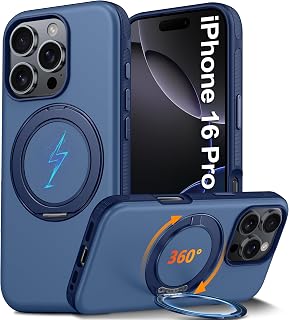 Oterkin for iPhone 16 Pro Case with 360° Spin Mag-Stand, Color-Blocking