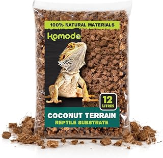 Komodo Coconut Terrain Reptile & Bearded Dragon Substrate, 12 Litre | 100% Natural coconut husk reptile substrate for leopard geckos, snakes, crested geckos, iguanas, chameleons and tarantulas.