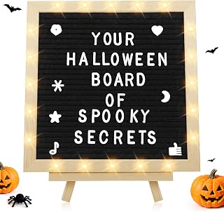 Aulock 10×10" Light up Felt Letter Board with Changeable Letters & Tripod | Custom Message Sign, Will You Be My Girlfriend/Baby Announcement/Pregnancy/Birthday/Halloween Decor, Black