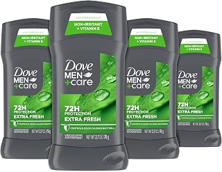 DOVE MEN + CARE Antiperspirant Deodorant Stick Extra Fresh, 4 Count, 2.7 oz | 72-Hour Sweat and Odor Protection, 1/4 Moisturizing Cream, Long-Lasting Citrus Scent, Comfortable Underarm Care