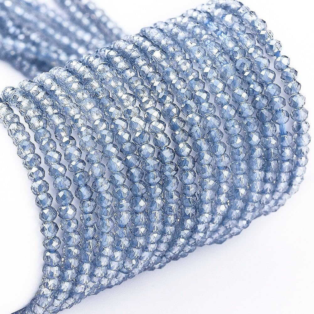1 Strand 210pcs Mini Faceted Glass Seed Beads 2x1.5mm Small Crystal Rondelle Gla