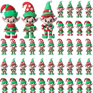 Chunful 30 Pcs Christmas Mini Elf Figures Tiny Elves Decorations, Smooth | Hide Elf Statue Miniatures Elves for Christmas Goodie Bag Fillers Winter Xmas New Year Holiday Party Favors Decorations